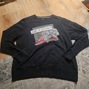 Jordan Black Crewneck with Grey & Red Graphic